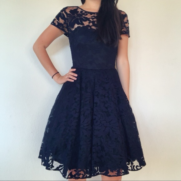 Ted Baker | Dresses | Ted Baker Navy Blue Lace Overlay Dress | Poshmark